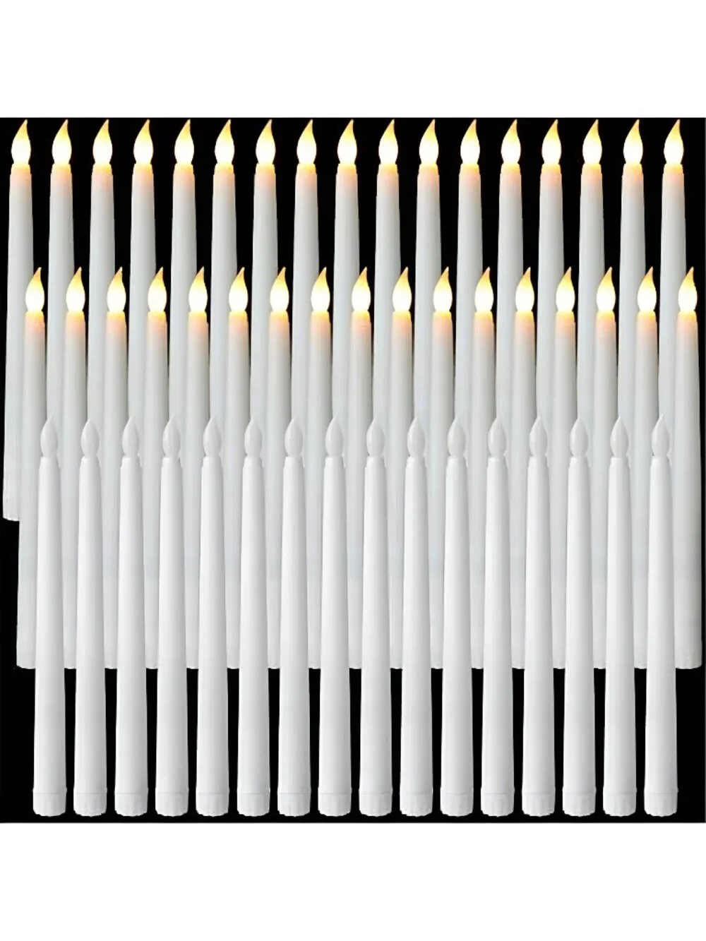 50 Pcs 9.7 Inch White LED Flameless Taper Candles Bulk